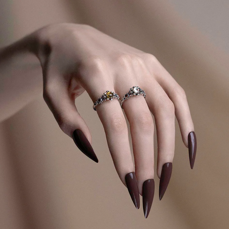 LUNAE. Crescent Moon Pearl Ring - Silver - Image 2