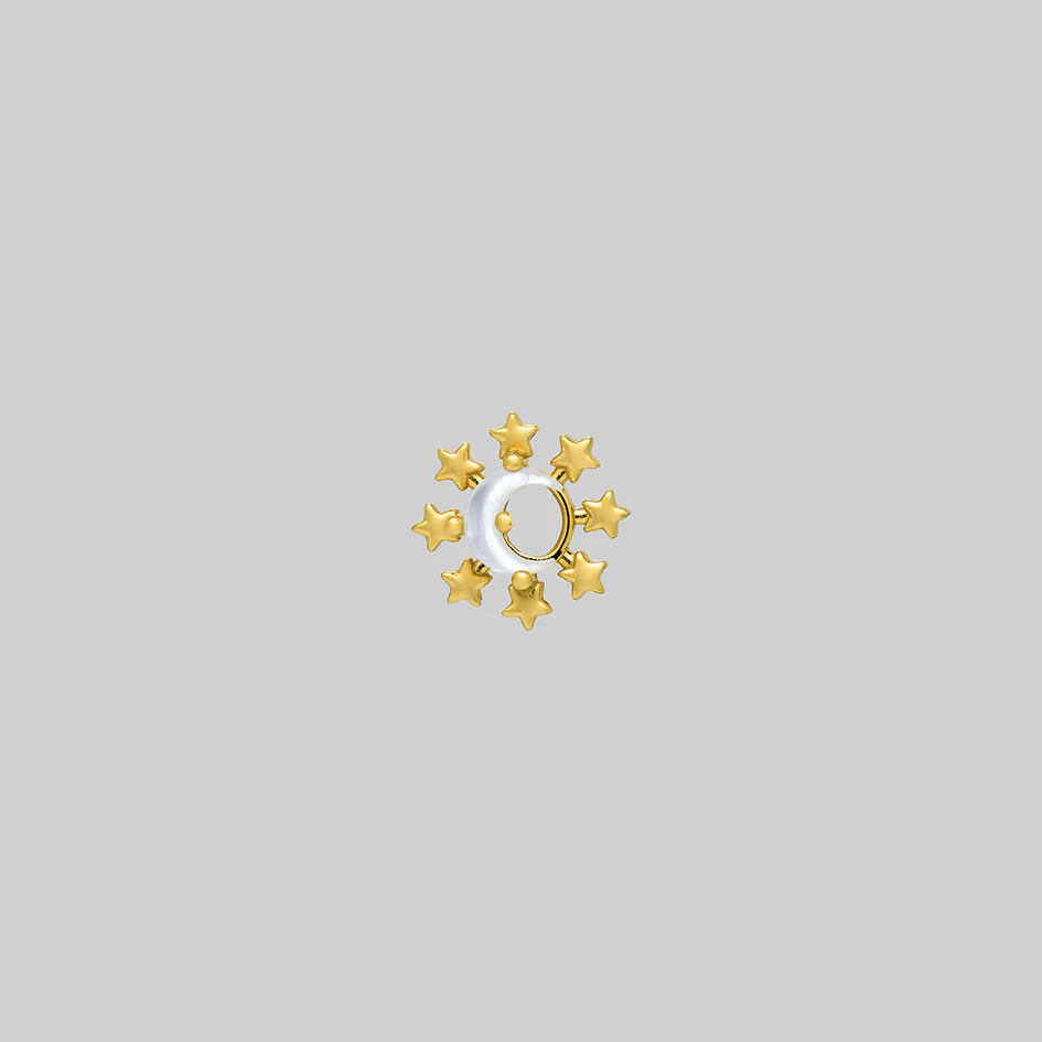 LUNAE. Crescent Moon Pearl Stud Earring - Gold