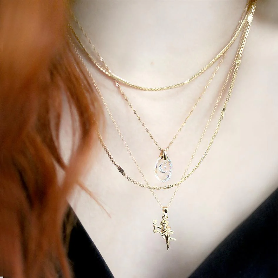 LYRAE. Moon & Stars Glass Necklace - Gold - Image 2