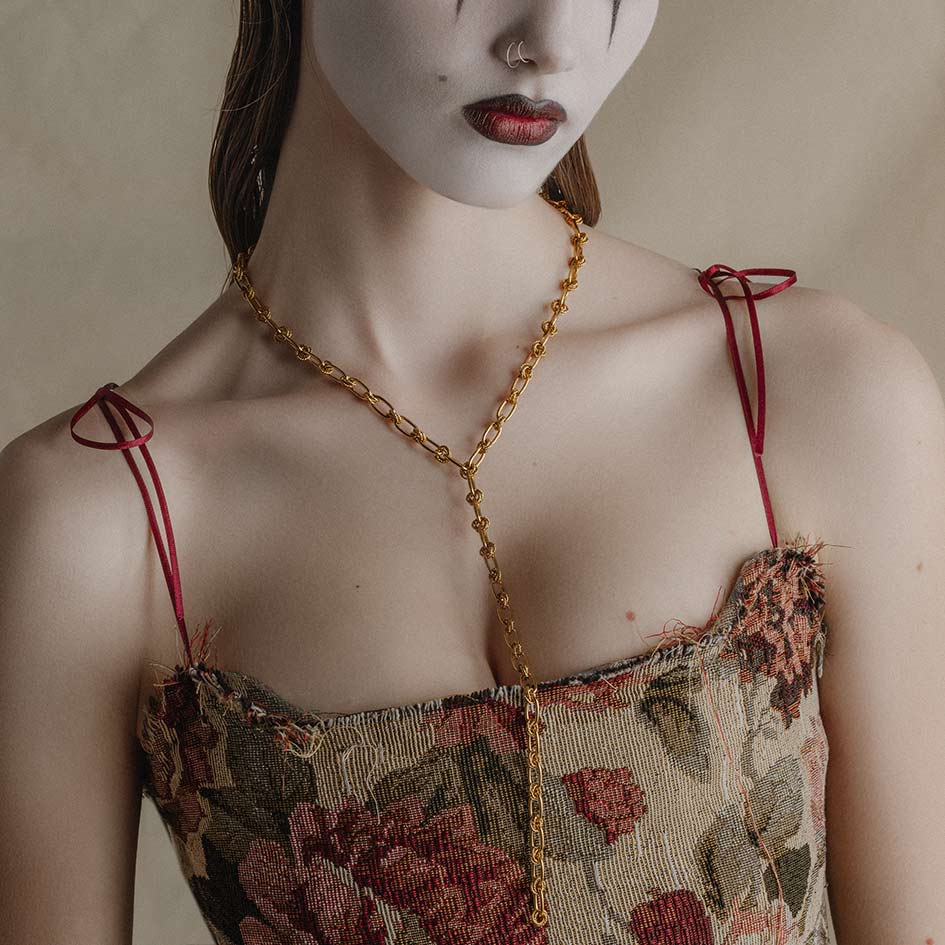 MABEL. Twisted Rope Lariat Chain - Gold
