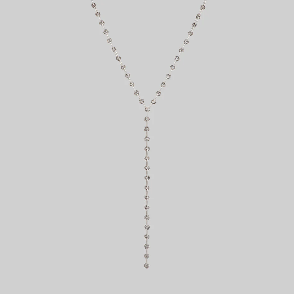 MABEL. Twisted Rope Lariat Chain - Silver