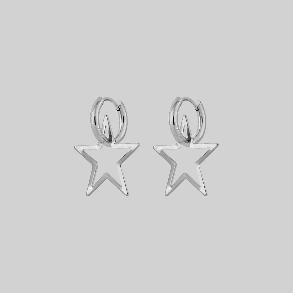 MAISIE. Star Hoop Earrings - Silver - Image 2