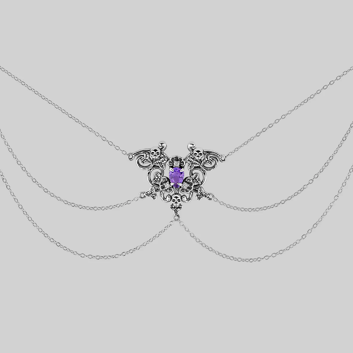 MALVOLIA. Garden of Remembrance Amethyst Necklace - Silver - Image 3