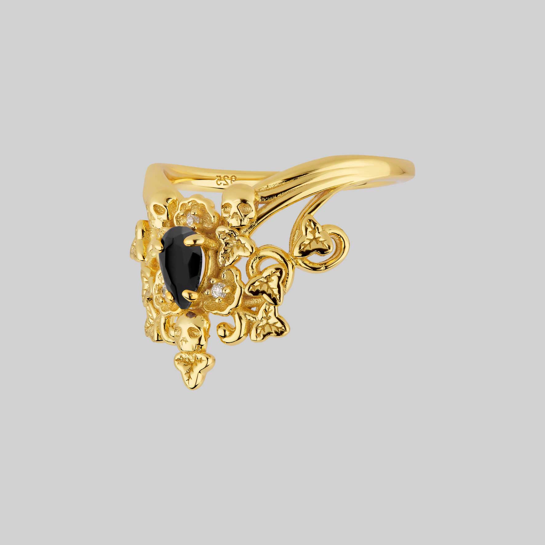 MALVOLIA. Garden of Remembrance Black Onyx Ring - Gold - Image 3
