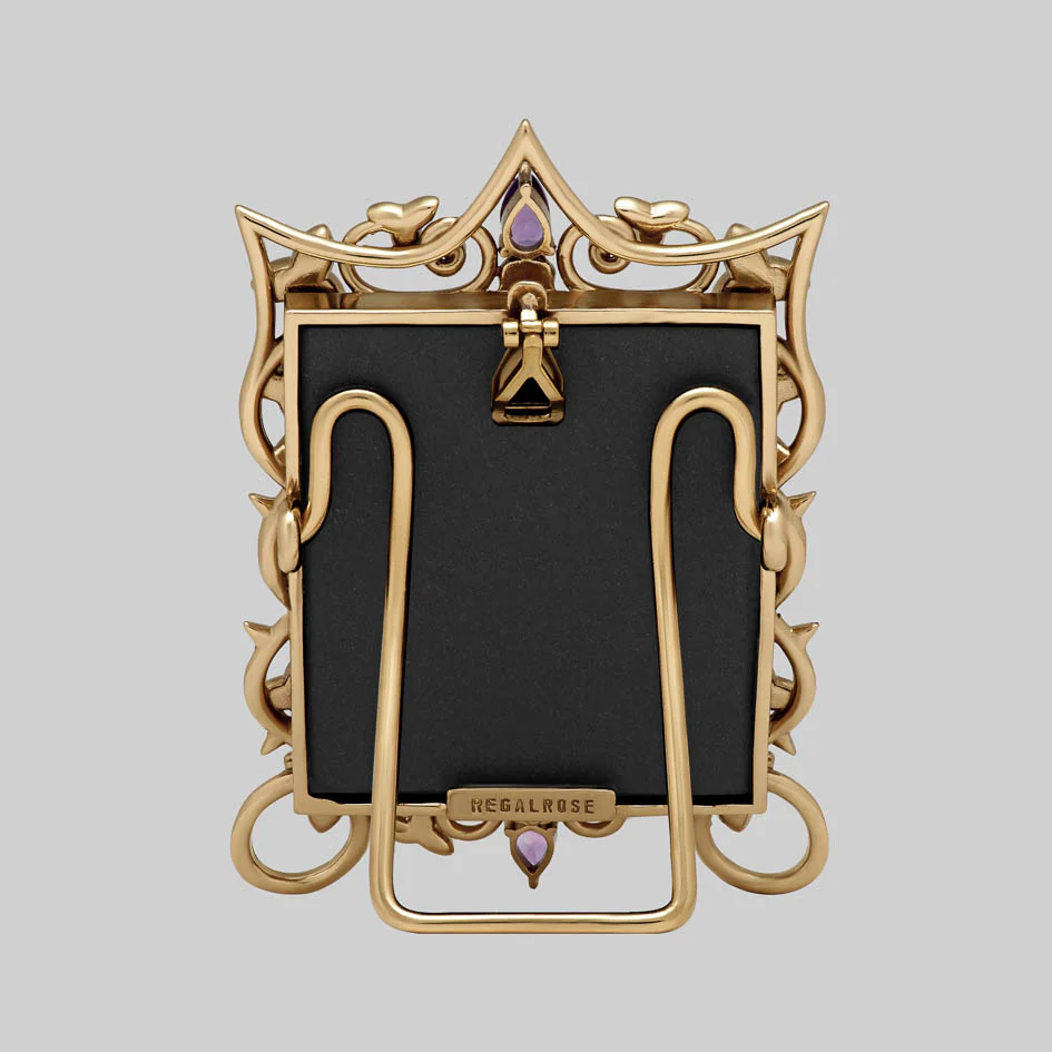 MALVOLIA. Ivy Remembrance Garden Amethyst Photo Frame - Gold - Image 4