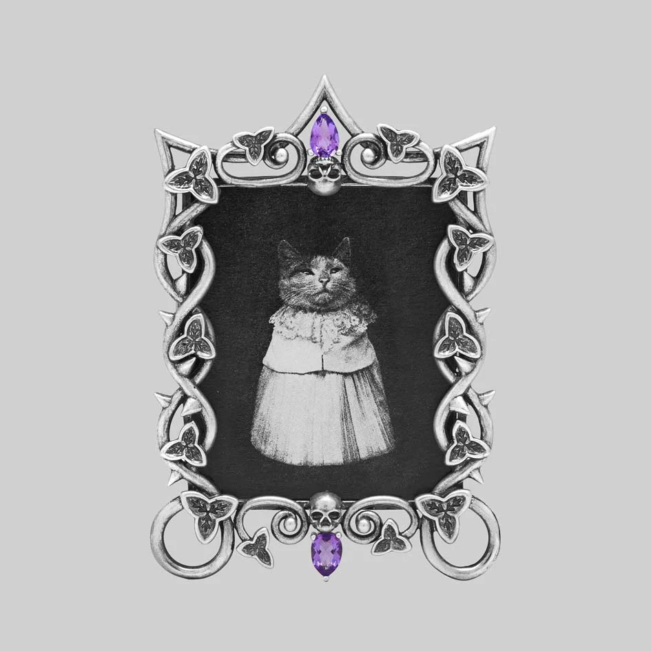 MALVOLIA. Ivy Remembrance Garden Amethyst Photo Frame - Silver