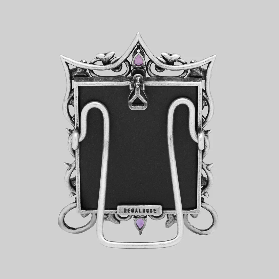 MALVOLIA. Ivy Remembrance Garden Amethyst Photo Frame - Silver - Image 4