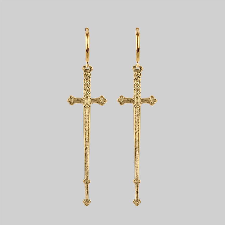 MERCY. Sword Hoop Earrings - Gold