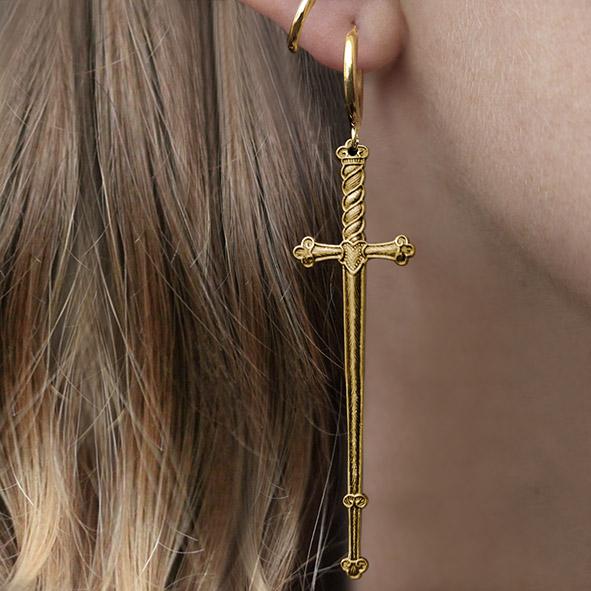 MERCY. Sword Hoop Earrings - Gold - Image 2