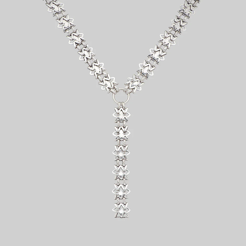 MIMI. Statement Lariat Chain - Silver
