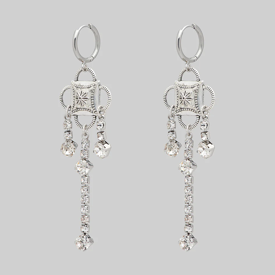 MITZY. Trapeze Inspired Hoop Earrings - Silver - Image 3