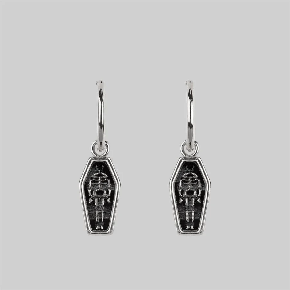 MORALITY. Skeleton Coffin Hoop Earrings - Silver - Image 3