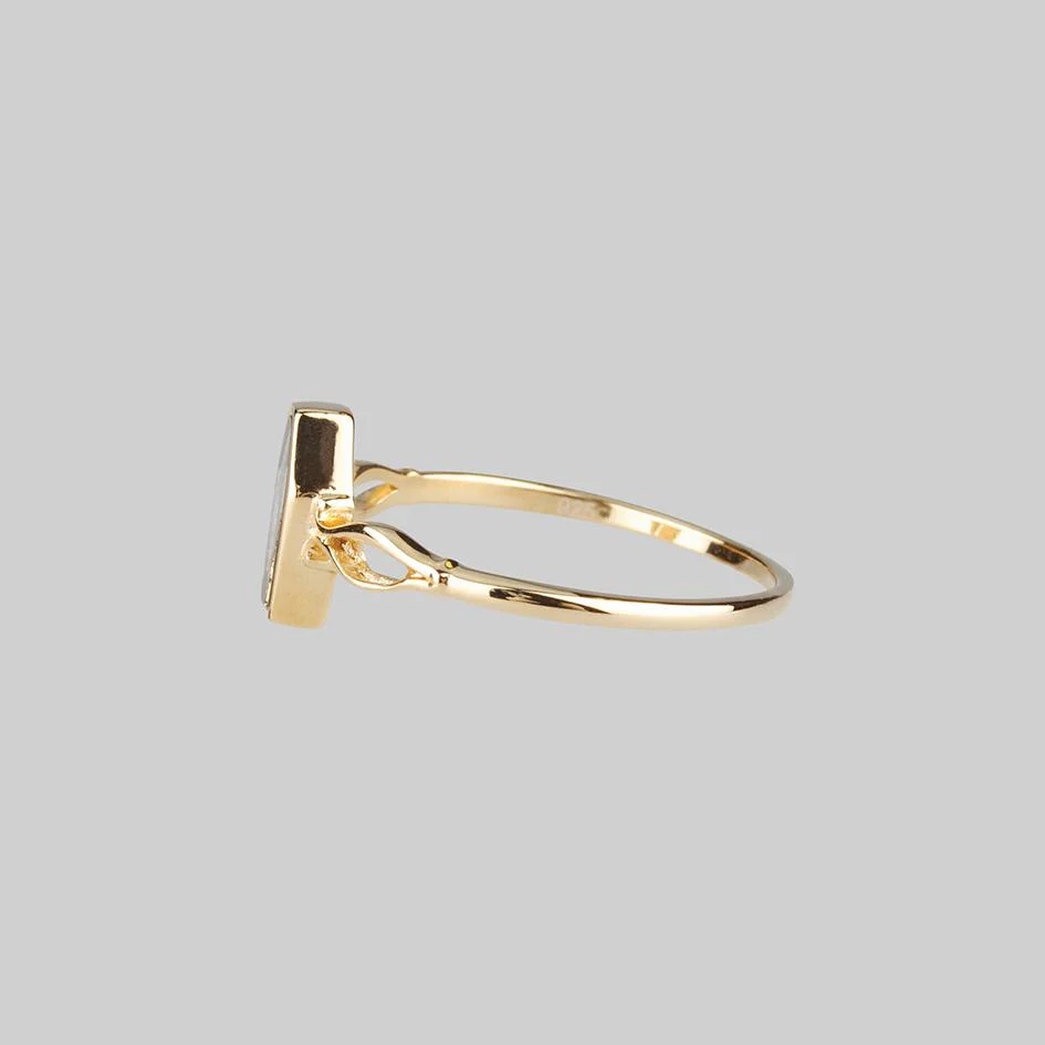 MORALITY. Tiny Skeleton Coffin Gold Ring - Image 3