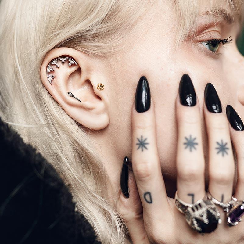MORWENA. Gothic Arch Stud Earring - Gold - Image 3