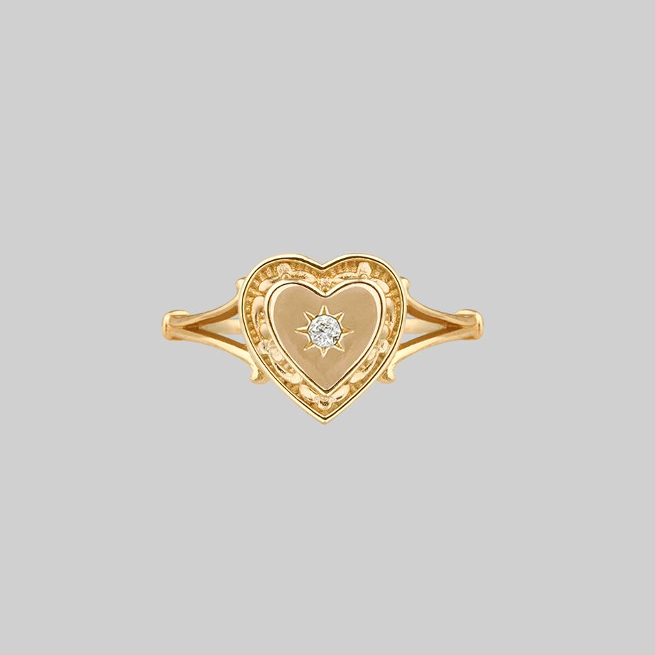 MY DARLING. Heart & Cubic Zirconia Ring - Gold