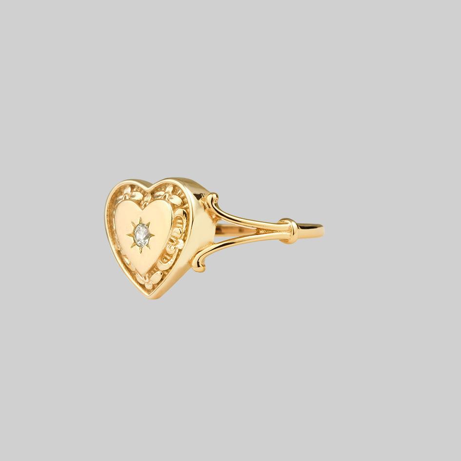 MY DARLING. Heart & Cubic Zirconia Ring - Gold - Image 2