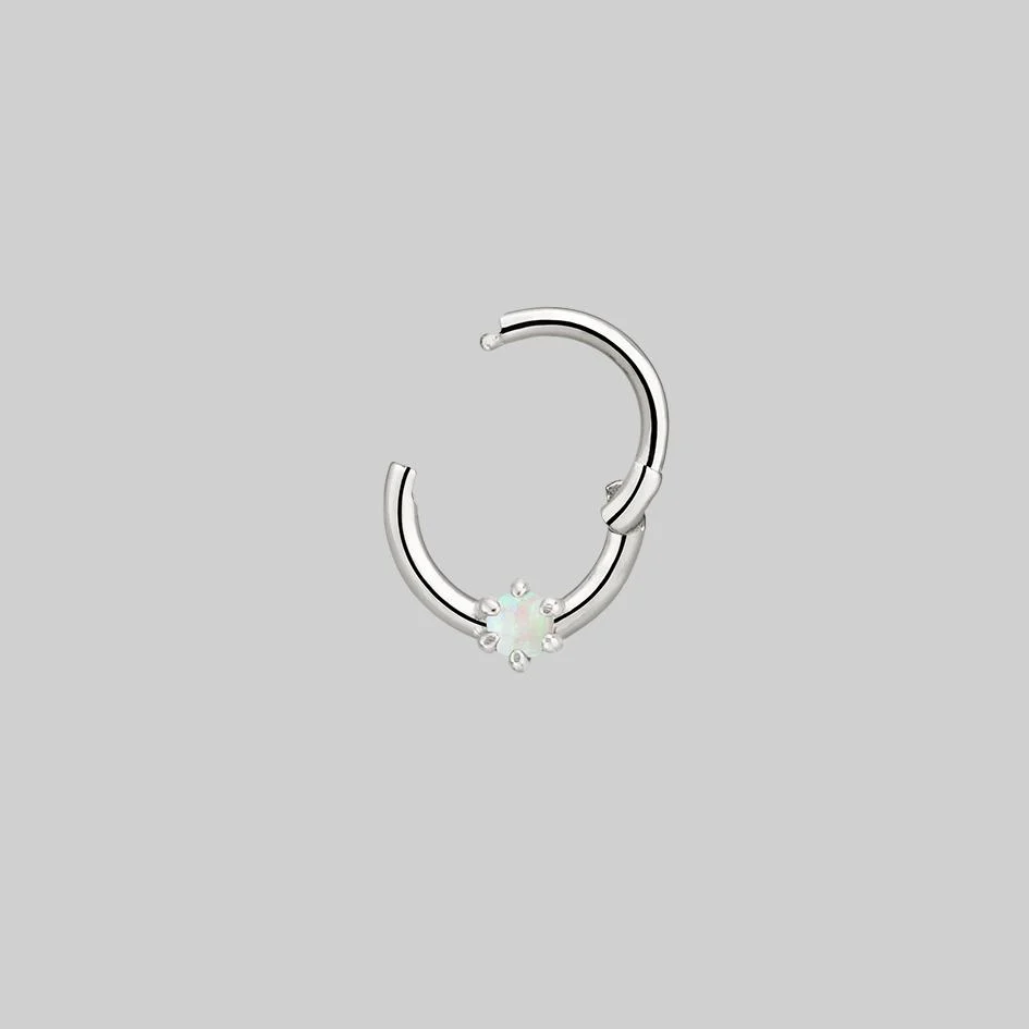 NEBULA. Opal Silver Clicker Ring - Septum - Image 3
