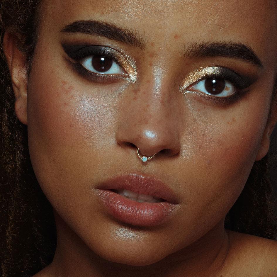 NEBULA. Opal Silver Clicker Ring - Septum - Image 4
