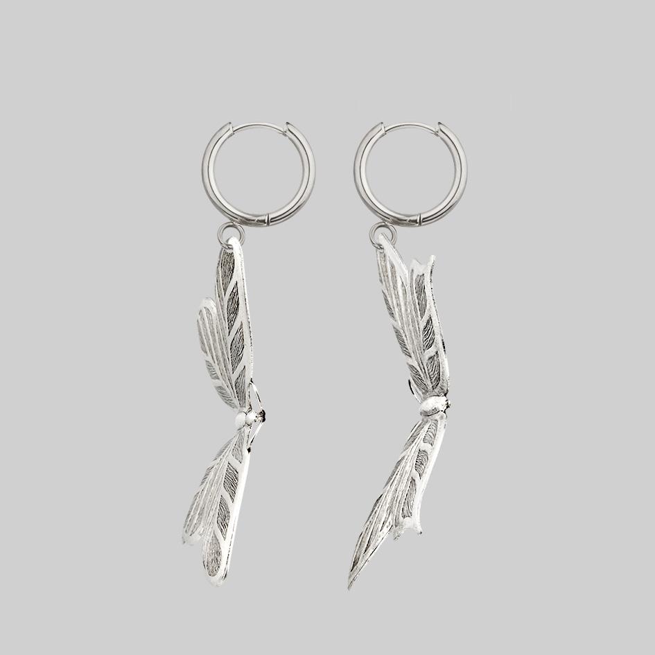 NEW DAWN. Huge Butterfly Hoop Earrings - Silver - Image 3