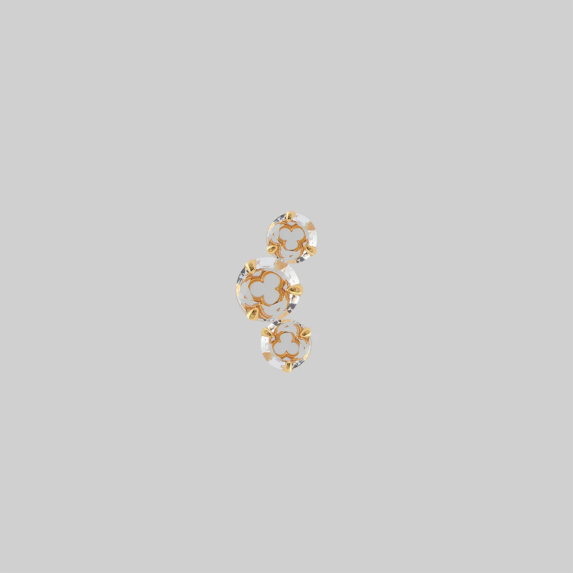 NOCTURNE. Gothic Trefoil Glass Stud Earring - Gold