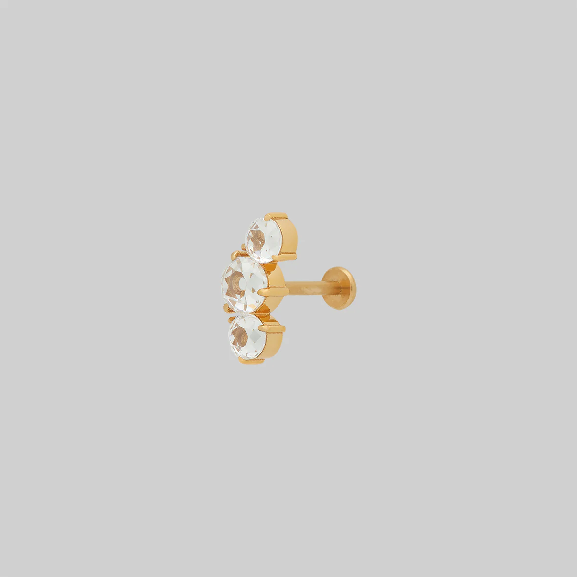 NOCTURNE. Gothic Trefoil Glass Stud Earring - Gold - Image 3