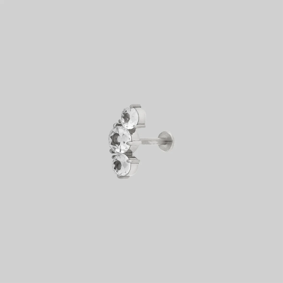 NOCTURNE. Gothic Trefoil Glass Stud Earring - Silver - Image 2