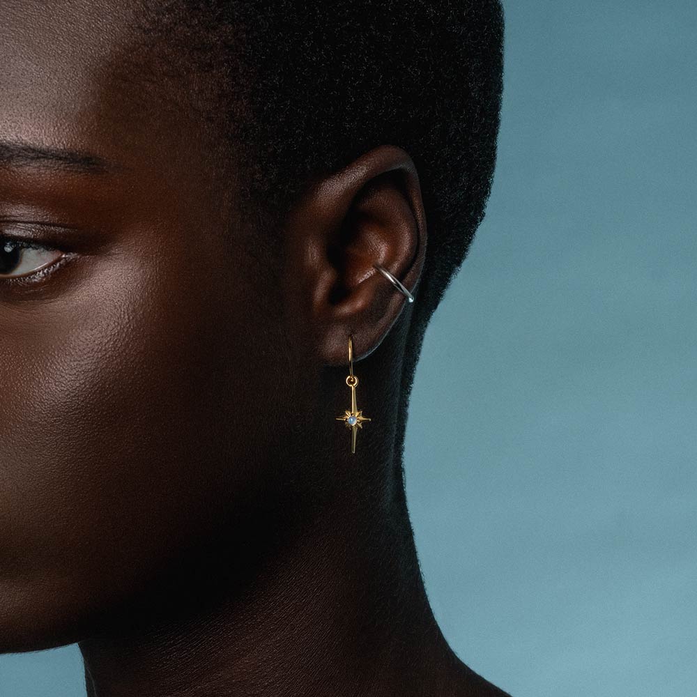 NOVA. Star Flare Opalite Hoop Earrings - Gold - Image 2