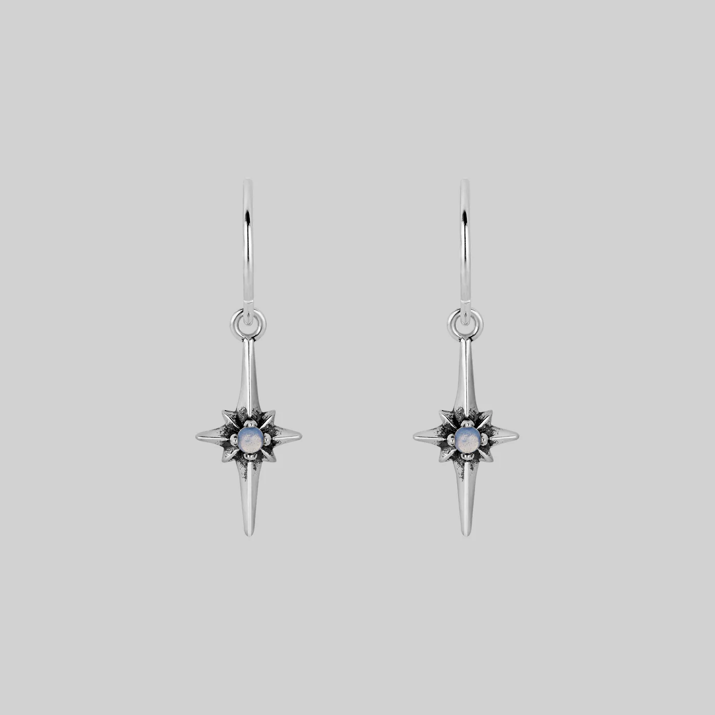 NOVA. Star Flare Opalite Hoop Earrings - Silver - Image 2