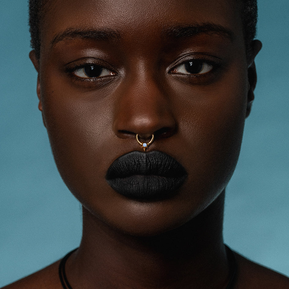 NOVA. Star Flare Opalite Septum Clicker Ring - Gold - Image 2