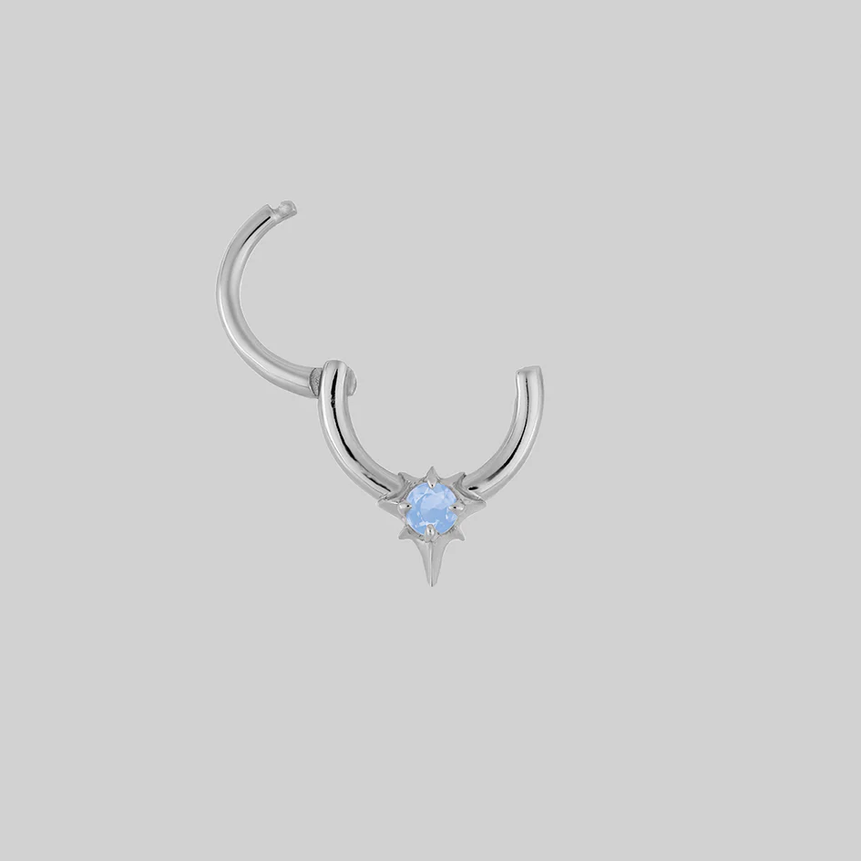 NOVA. Star Flare Opalite Septum Clicker Ring - Silver - Image 2