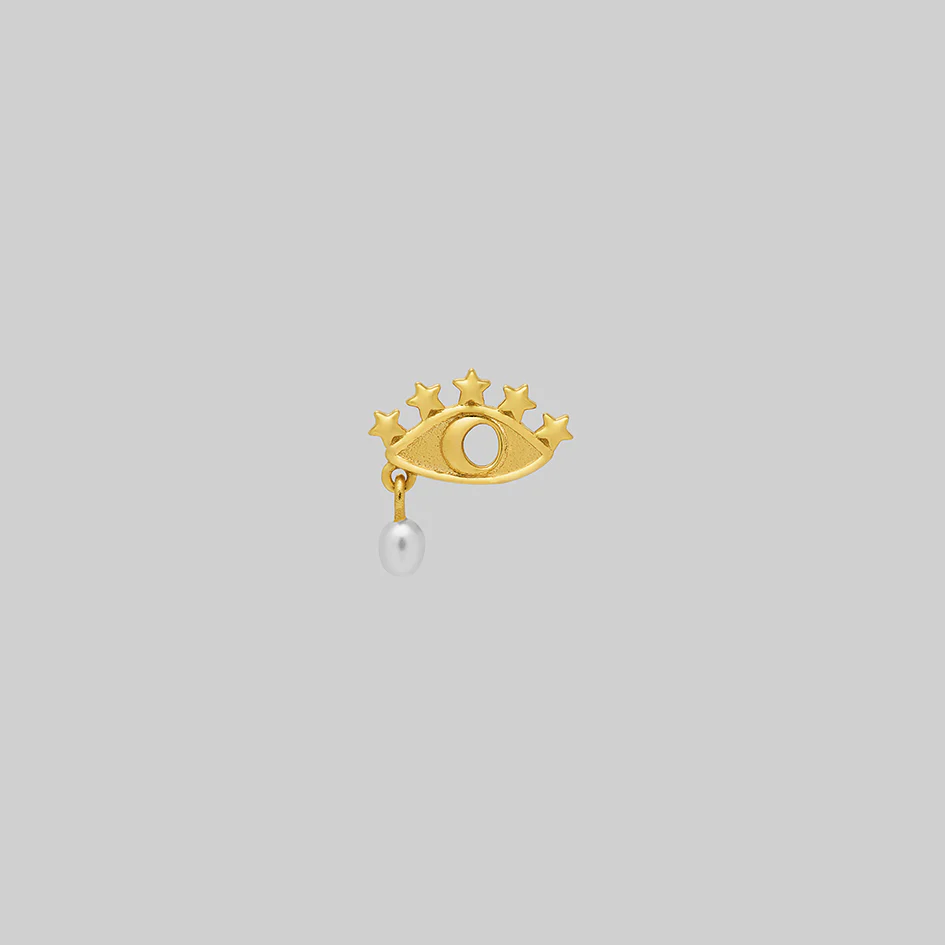 OCULUS. Starry Eyed Pearl Stud Earring - Gold - Image 3