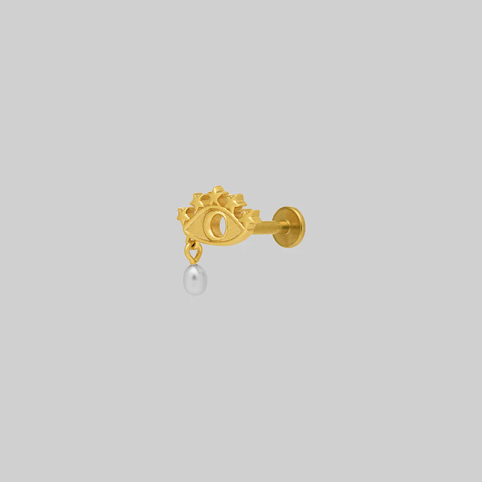 OCULUS. Starry Eyed Pearl Stud Earring - Gold - Image 5