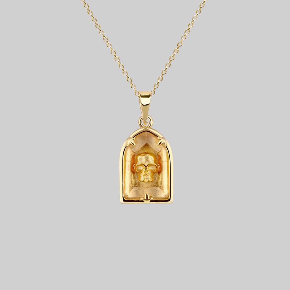 OMINOUS. Skull Under Glass™ Necklace - Gold