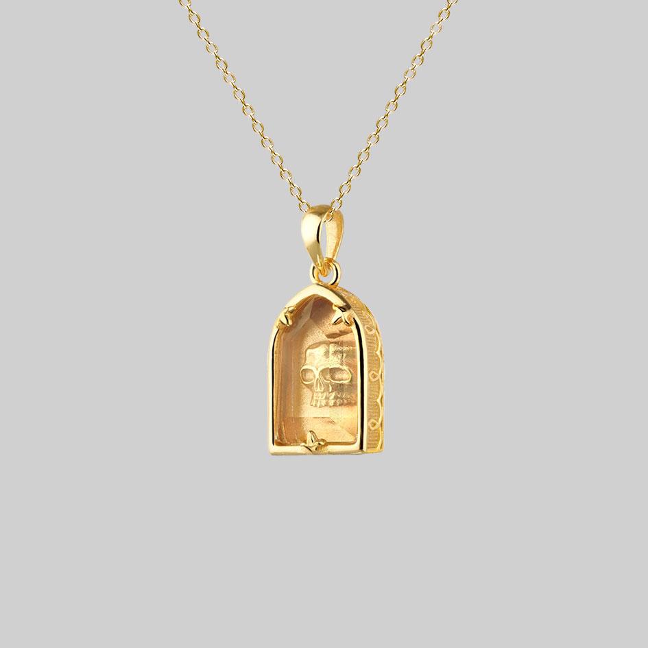 OMINOUS. Skull Under Glass™ Necklace - Gold - Image 2