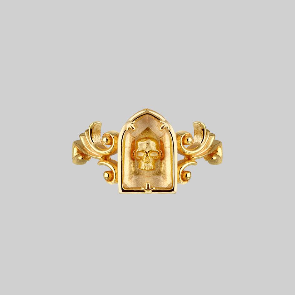 OMINOUS. Skull Under Glass™ Ring - Gold