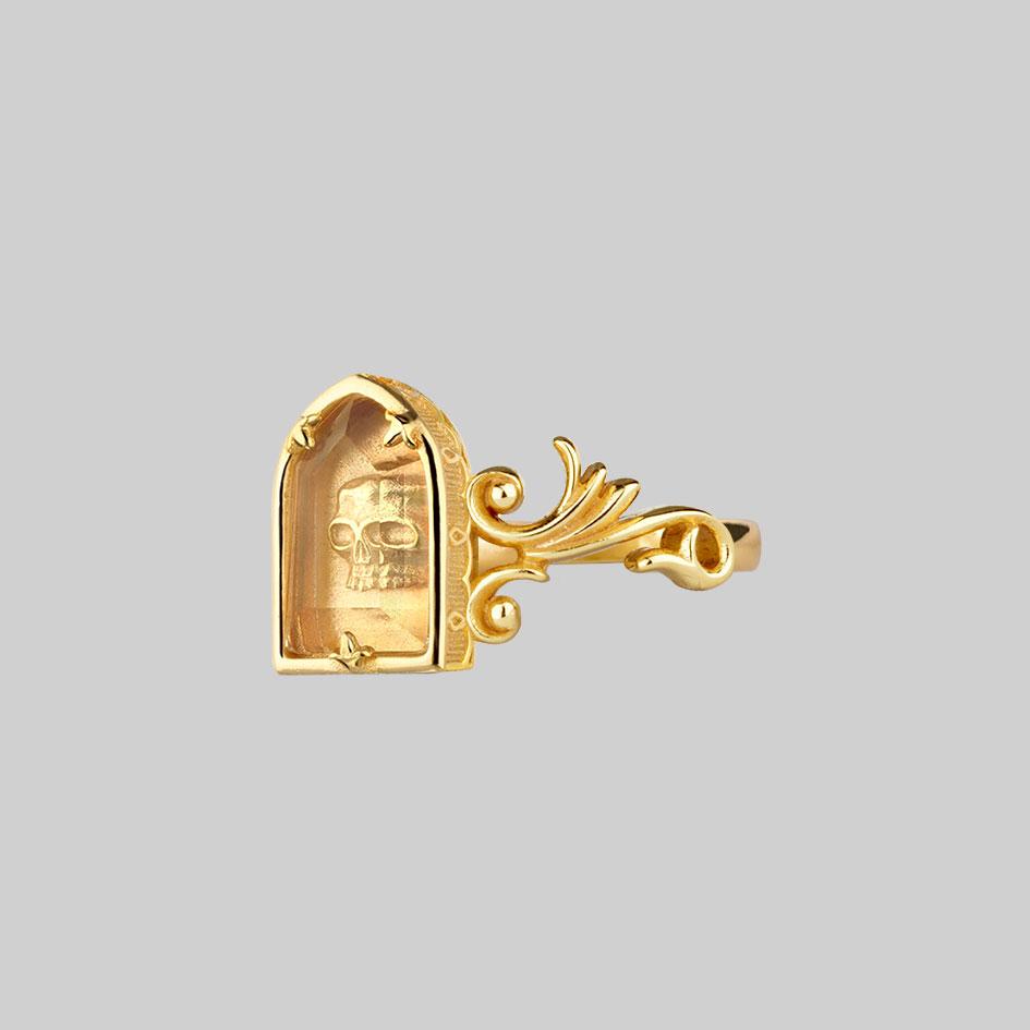 OMINOUS. Skull Under Glass™ Ring - Gold - Image 2