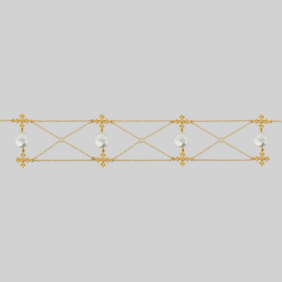 OPHELIA. Medieval Cross Choker - Gold - Image 4