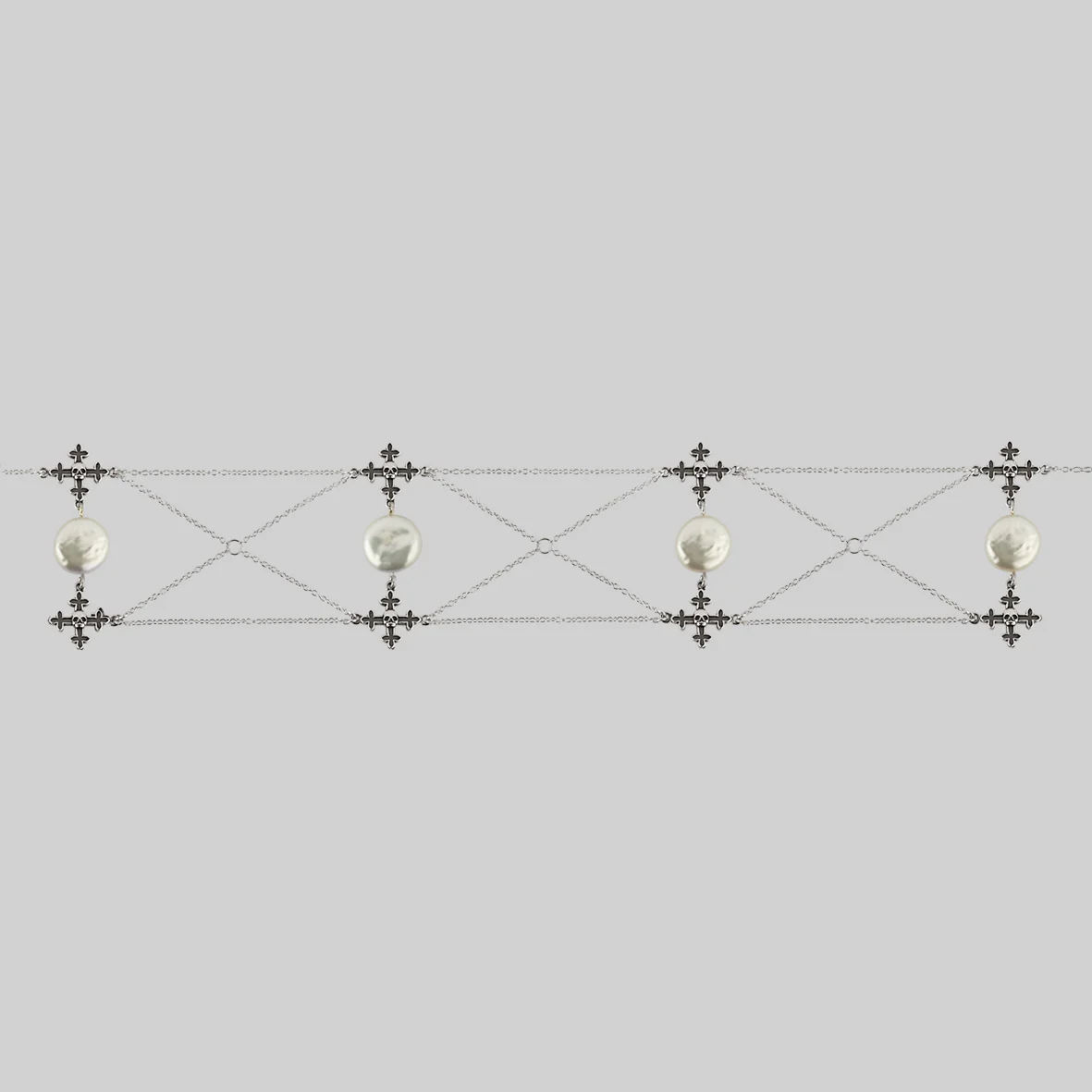 OPHELIA. Medieval Cross Choker - Silver - Image 3