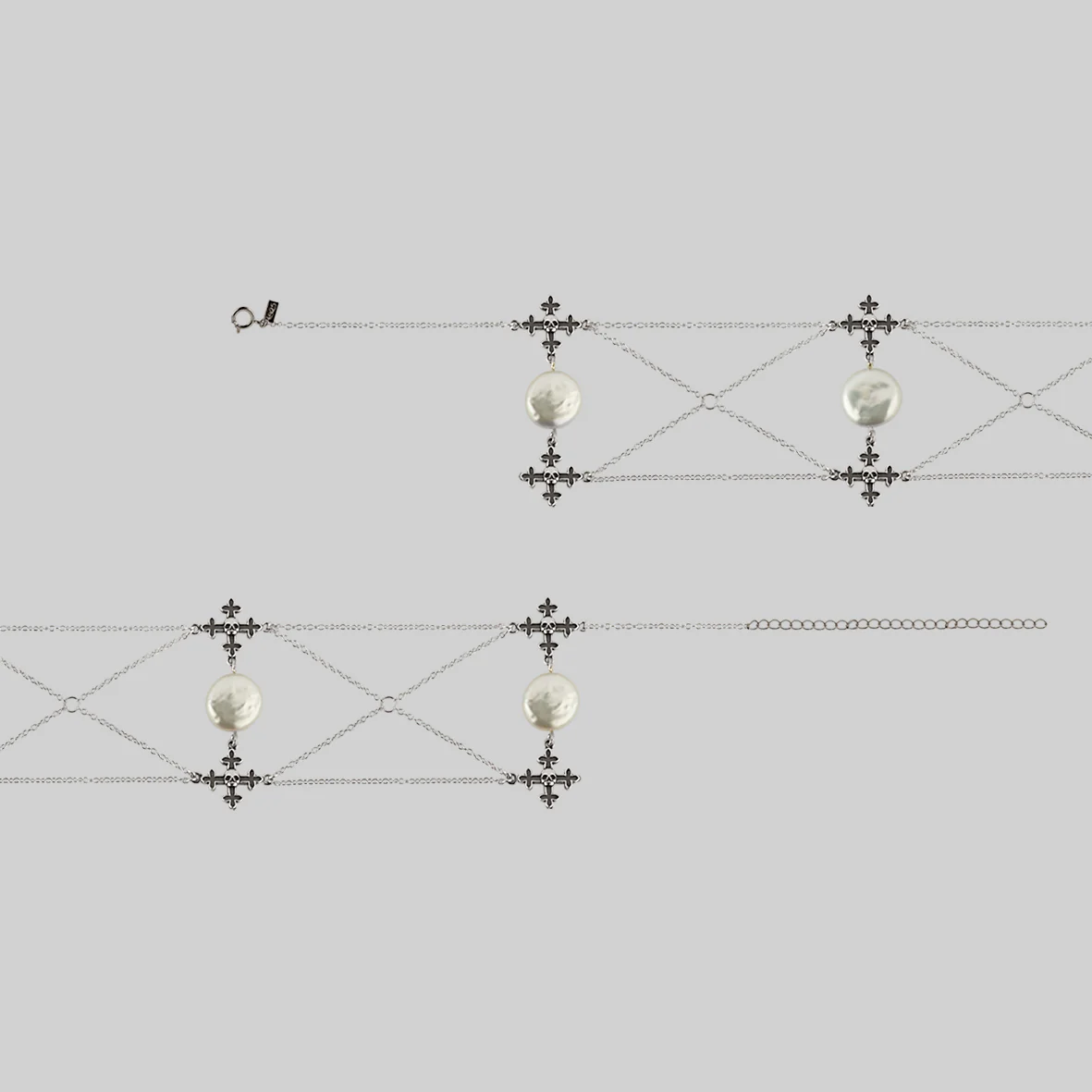 OPHELIA. Medieval Cross Choker - Silver - Image 4