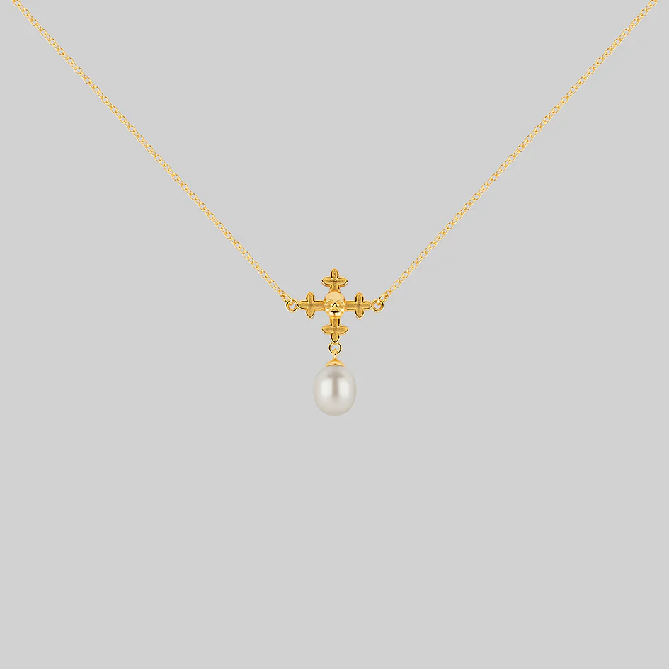OPHELIA. Medieval Cross Collar - Gold
