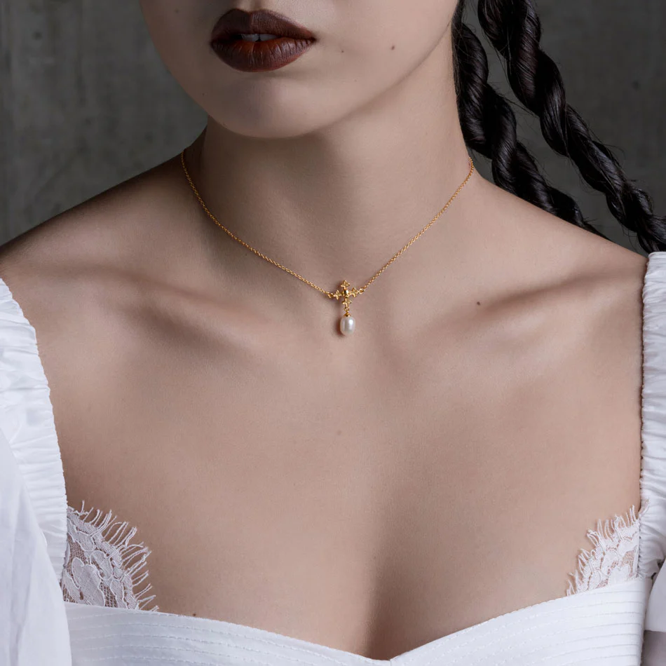 OPHELIA. Medieval Cross Collar - Gold - Image 2