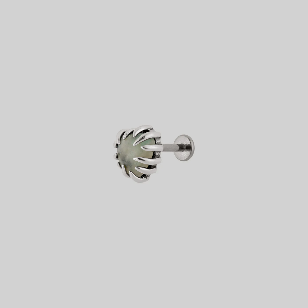 PIXI. Clawed Heart Gemstone Stud Earring - Silver - Image 3