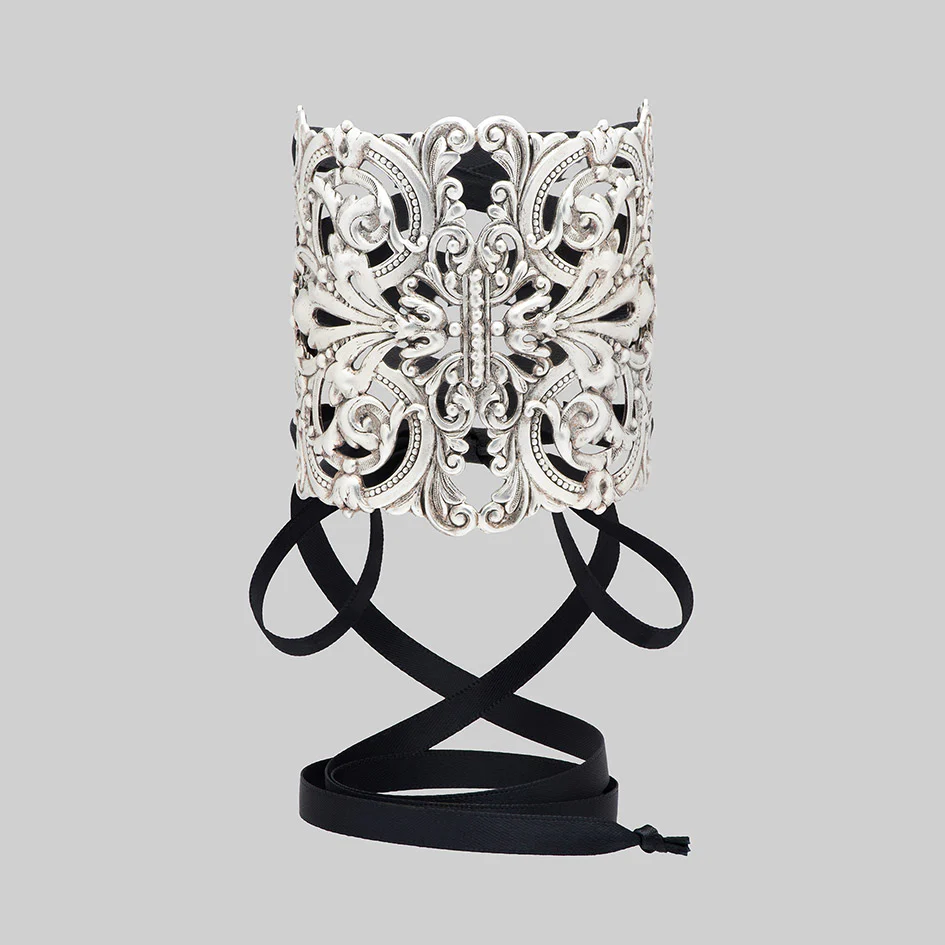 REGINA. Grand Baroque Corset Cuff - Silver - Image 2