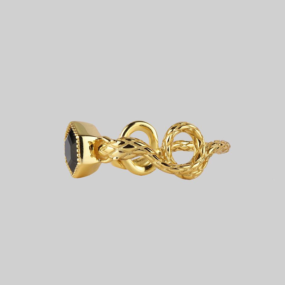 RELINQUISH. Snakes & Onyx Ring - Gold - Image 2
