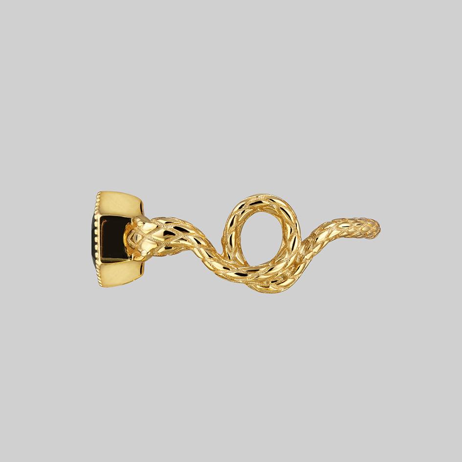 RELINQUISH. Snakes & Onyx Ring - Gold - Image 4