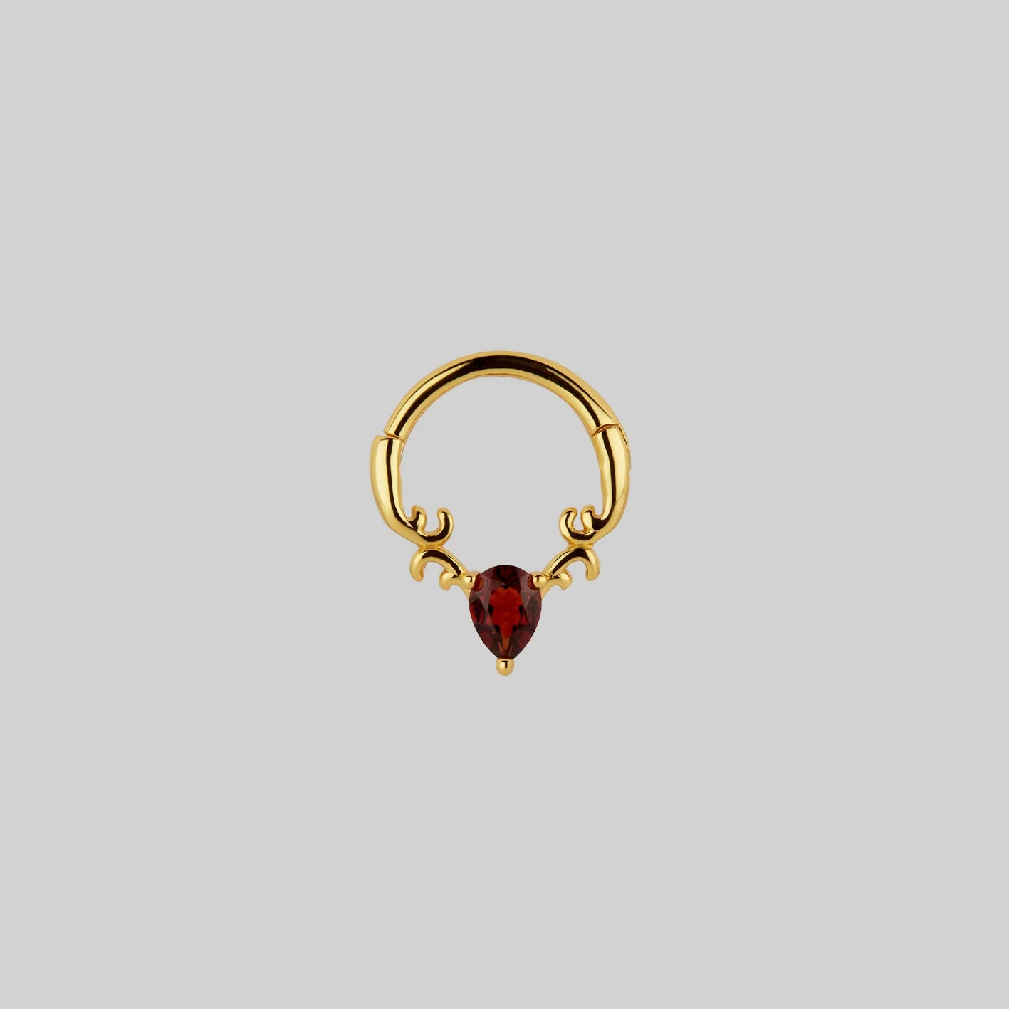 RELISH. Garnet Drop Septum Clicker Ring - Gold - Image 2