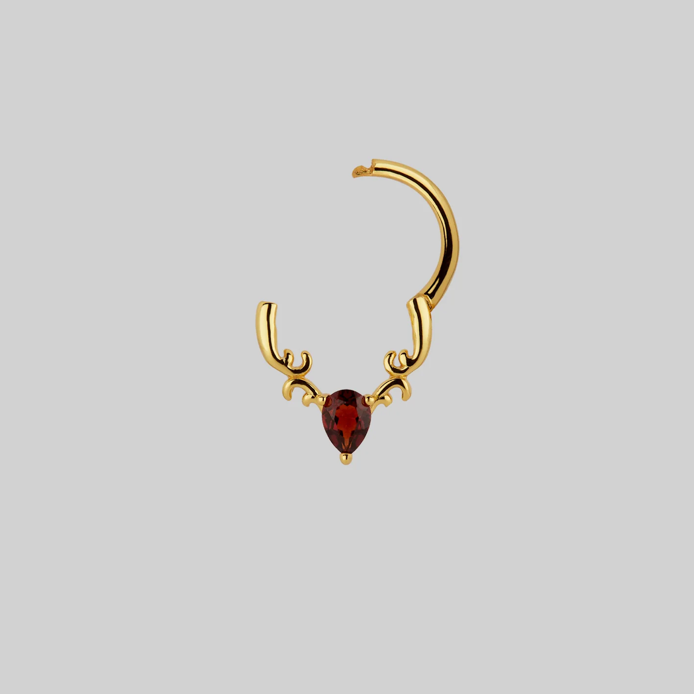 RELISH. Garnet Drop Septum Clicker Ring - Gold - Image 3