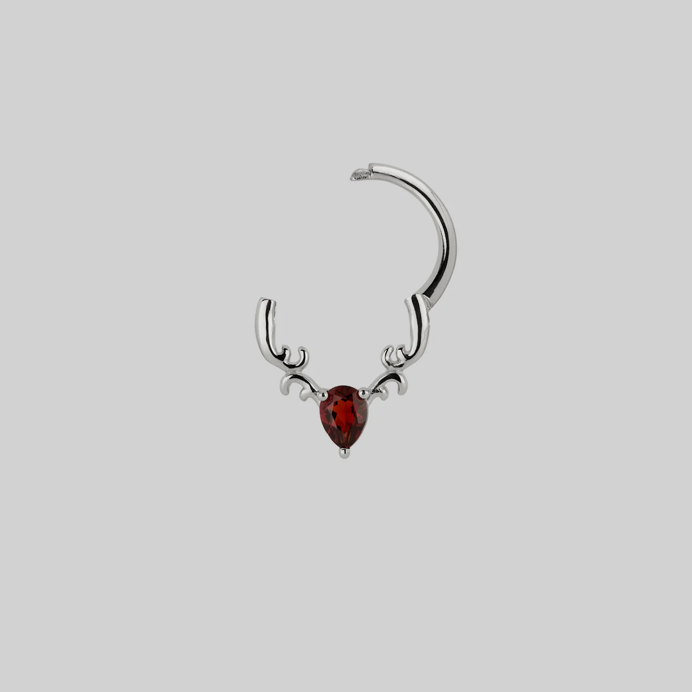 RELISH. Garnet Drop Septum Clicker Ring - Silver - Image 3