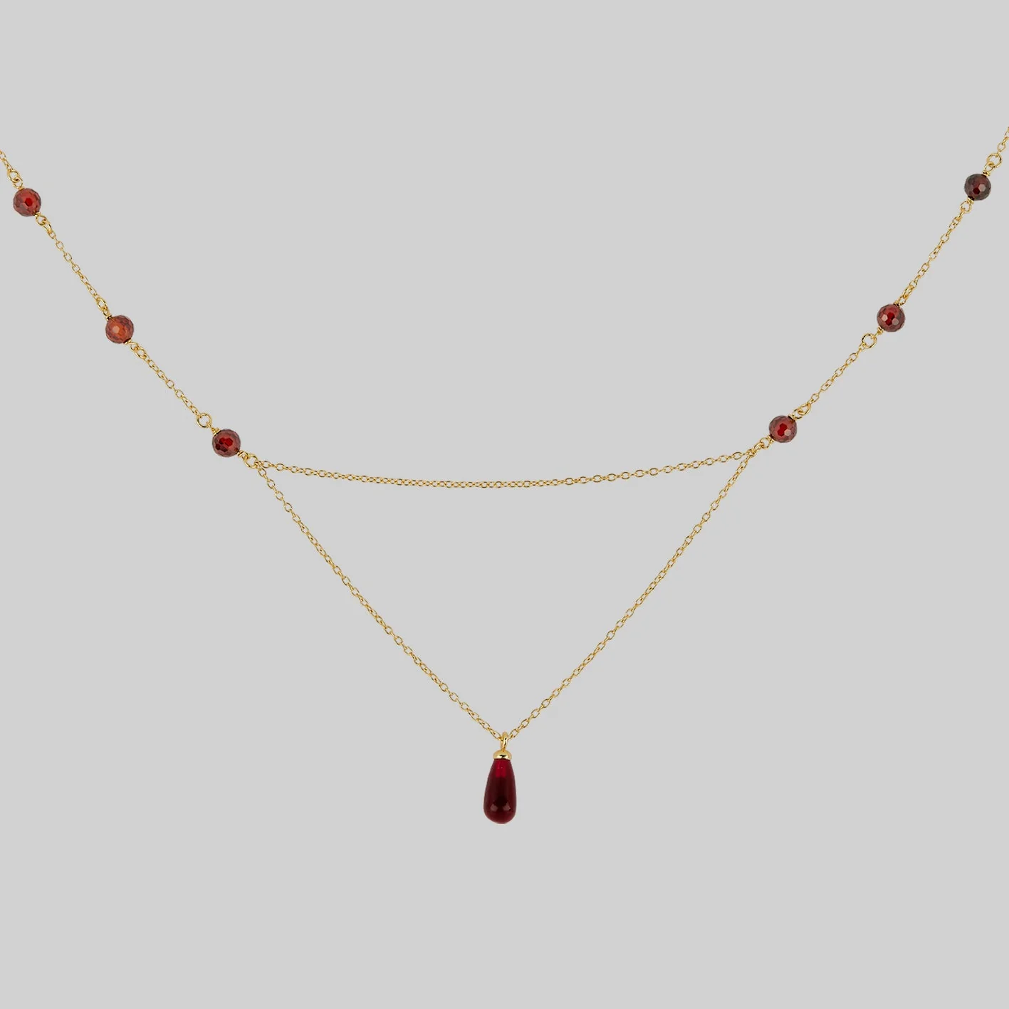 RELISH. Medieval Red Glass Droplet Necklace - Gold - Image 2