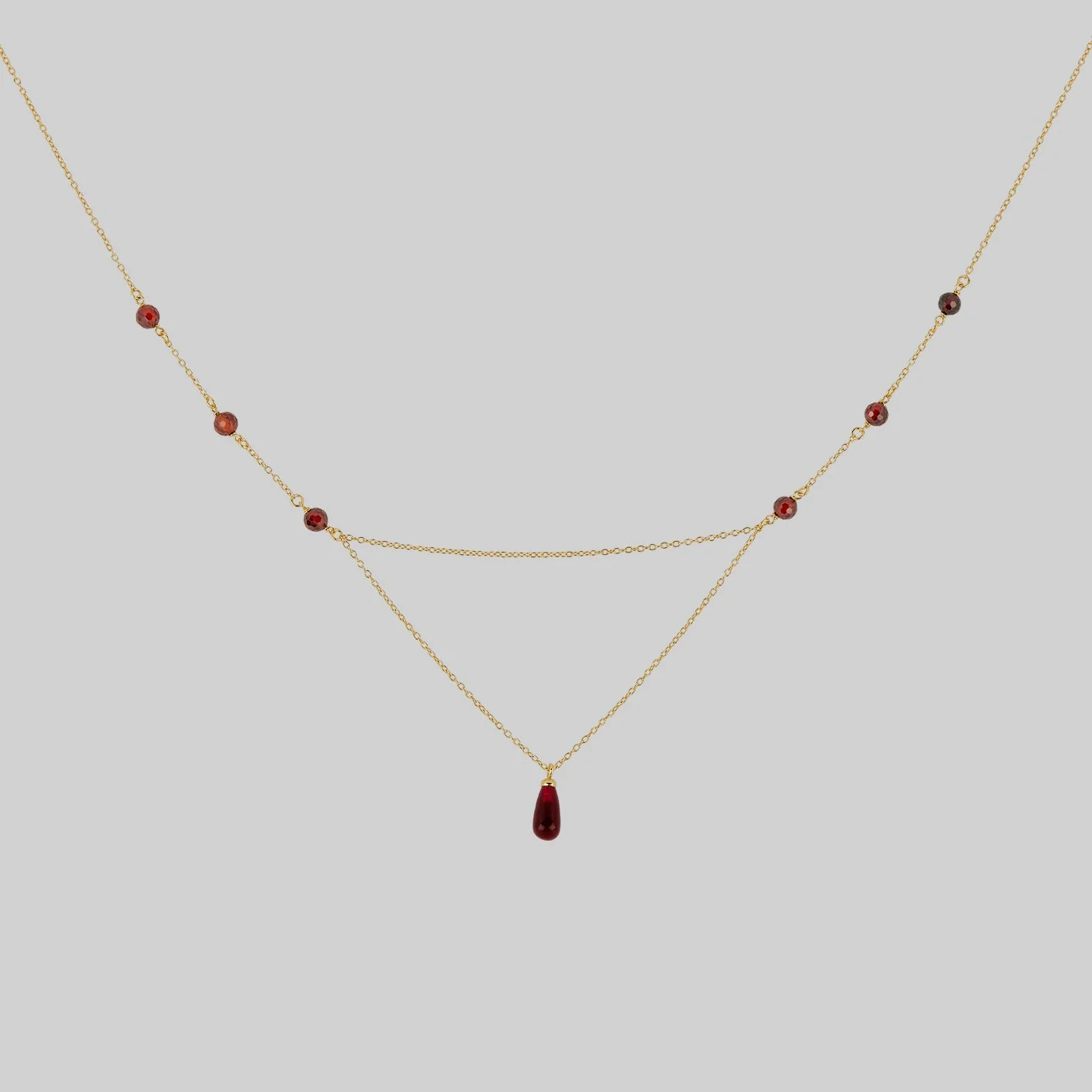 RELISH. Medieval Red Glass Droplet Necklace - Gold - Image 3